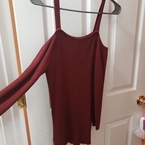 Long sleeve burgundy top with spaghetti Strap